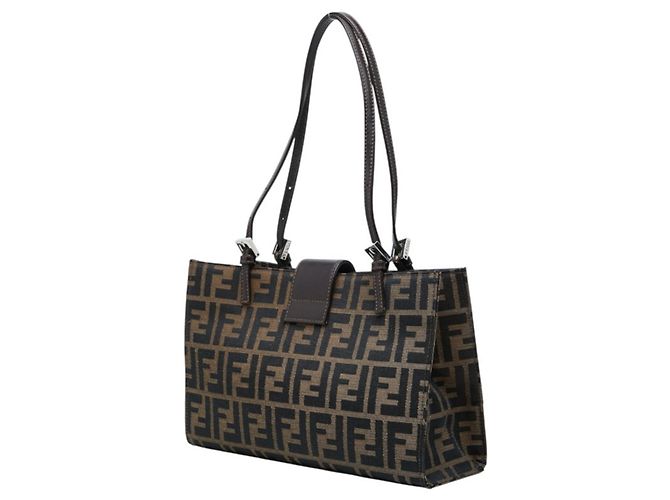 Bolsa Fendi Zucca em lona e couro marrom - vista 2