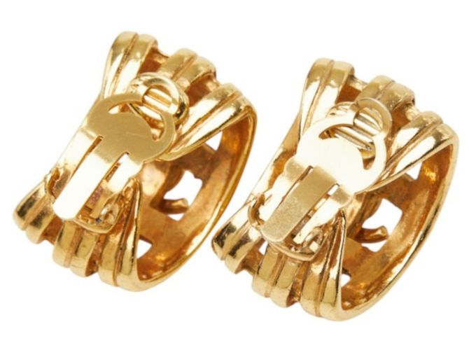 Timeless Chanel Coco Mark Vintage Clip-On Ohrringe Golden - Ansicht 3