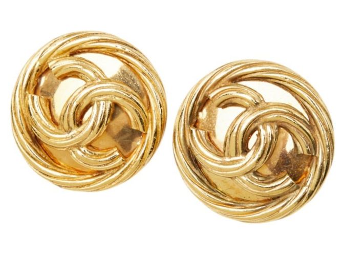 Chanel Coco Mark Vintage Clip-On Ohrringe Golden - Ansicht 2