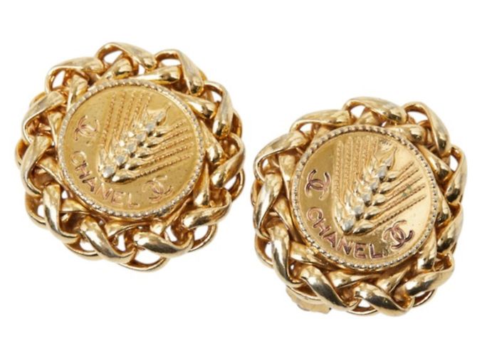 Orecchini a clip Chanel Coco Mark motivo stelo di riso placcati in oro D'oro - vista 2