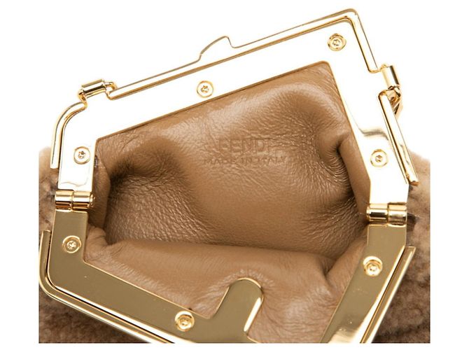 Borsa a spalla e pochette Fendi First Nano Mini con catena Marrone - vista 4
