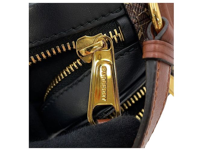 Borsa a tracolla Burberry TB Monogram Stripe in pelle Marrone Nero Bianco - vista 12
