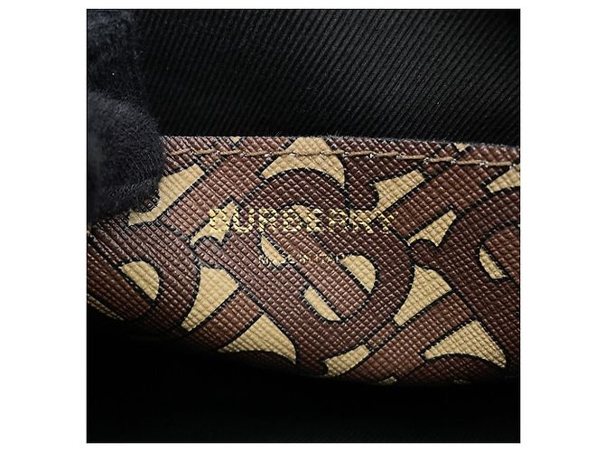 Borsa a tracolla Burberry TB Monogram Stripe in pelle Marrone Nero Bianco - vista 15