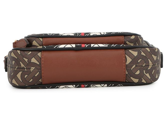 Borsa a tracolla Burberry TB Monogram Stripe in pelle Marrone Nero Bianco - vista 3
