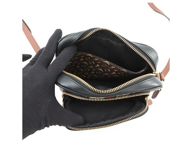 Borsa a tracolla Burberry TB Monogram Stripe in pelle Marrone Nero Bianco - vista 5