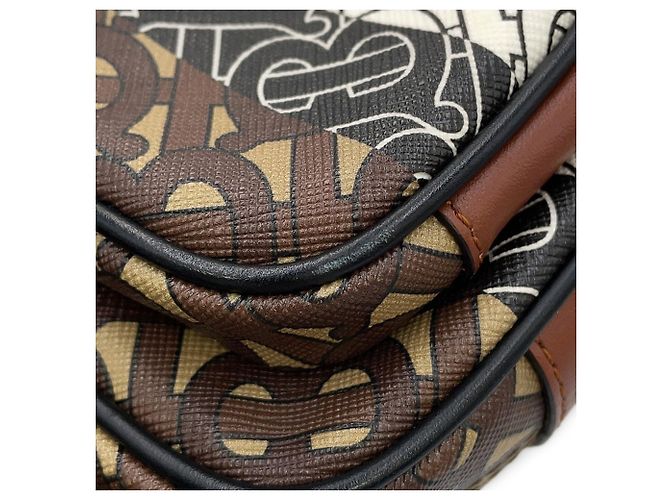 Borsa a tracolla Burberry TB Monogram Stripe in pelle Marrone Nero Bianco - vista 6