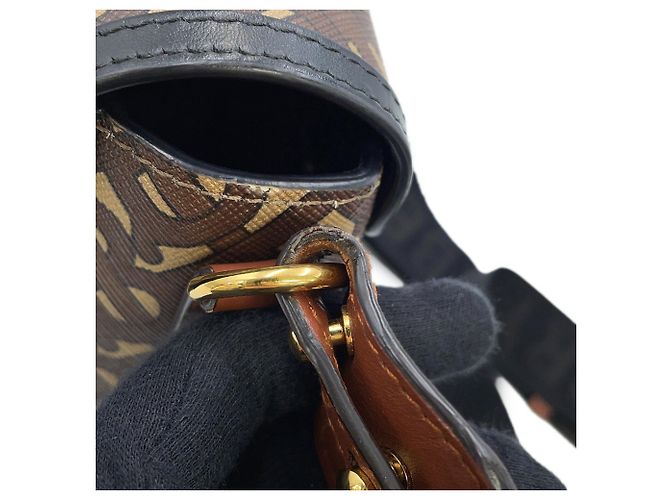Borsa a tracolla in pelle Burberry TB Monogram Stripe Marrone Multicolore - vista 13