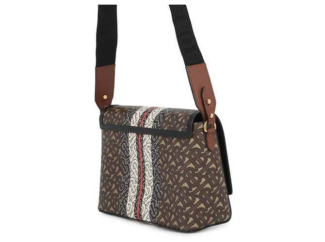 Borsa a tracolla in pelle Burberry TB Monogram Stripe Marrone Multicolore - vista 2
