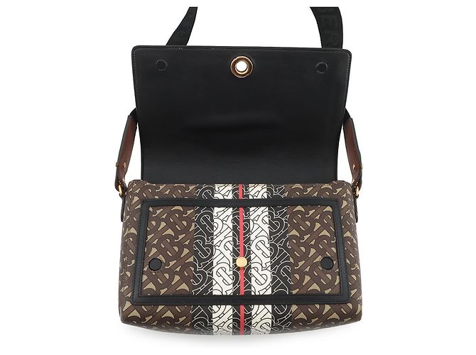 Borsa a tracolla in pelle Burberry TB Monogram Stripe Marrone Multicolore - vista 5