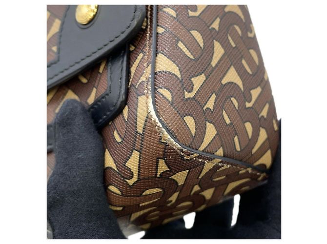 Borsa a tracolla in pelle Burberry TB Monogram Stripe Marrone Multicolore - vista 7