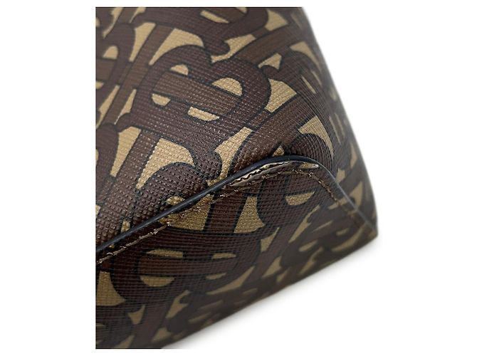 Borsa a tracolla in pelle Burberry TB Monogram Stripe Marrone Multicolore - vista 9