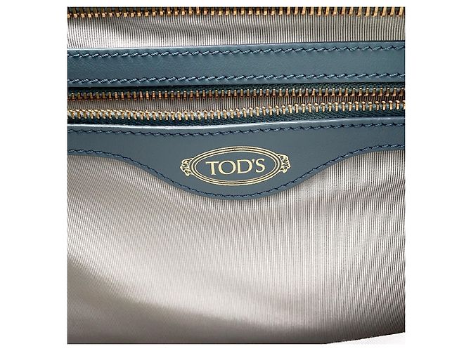 Sac à main épaule Tod's en cuir bleu clair - vue 12