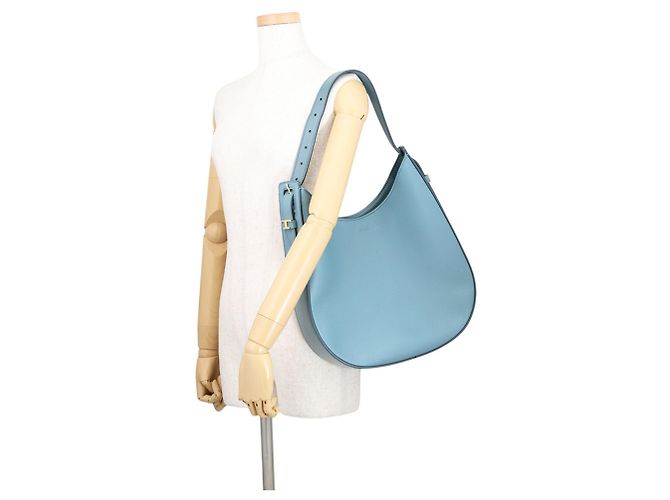 Sac à main épaule Tod's en cuir bleu clair - vue 4