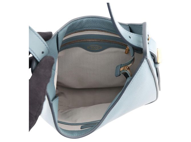 Sac à main épaule Tod's en cuir bleu clair - vue 5