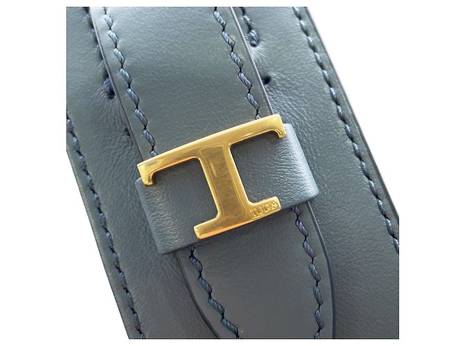 Sac à main épaule Tod's en cuir bleu clair - vue 8