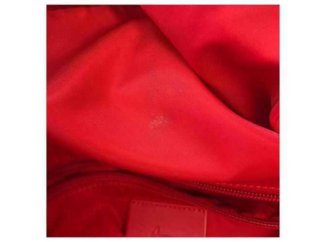 Zaino in nylon con borchie Christian Louboutin Nero Rosso - vista 10