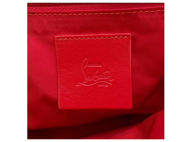 Zaino in nylon con borchie Christian Louboutin Nero Rosso - vista 14
