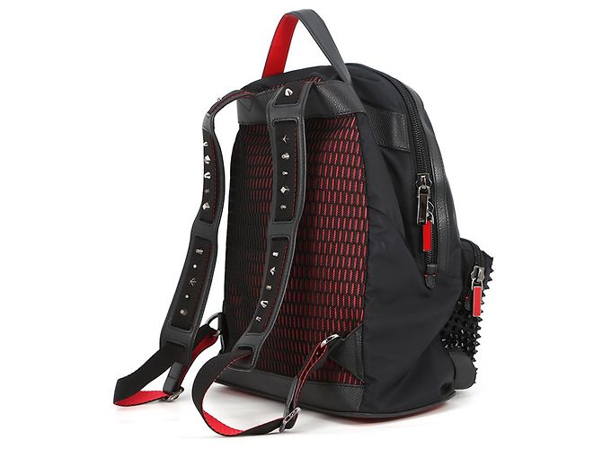 Zaino in nylon con borchie Christian Louboutin Nero Rosso - vista 2