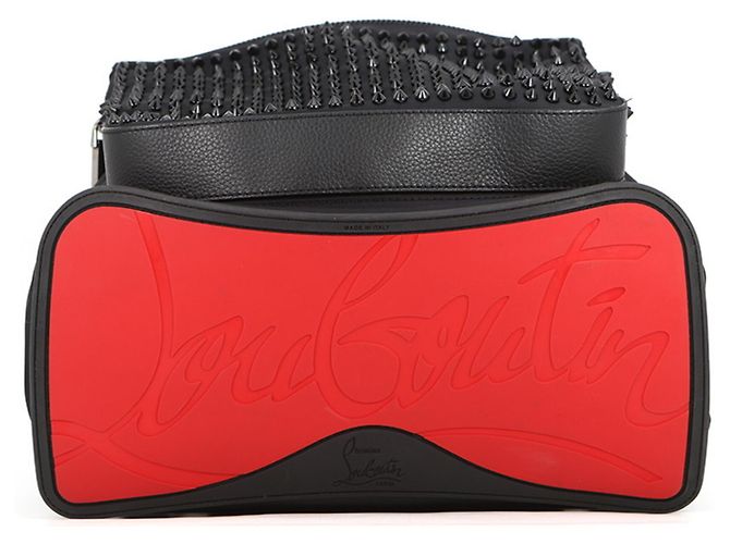 Zaino in nylon con borchie Christian Louboutin Nero Rosso - vista 3