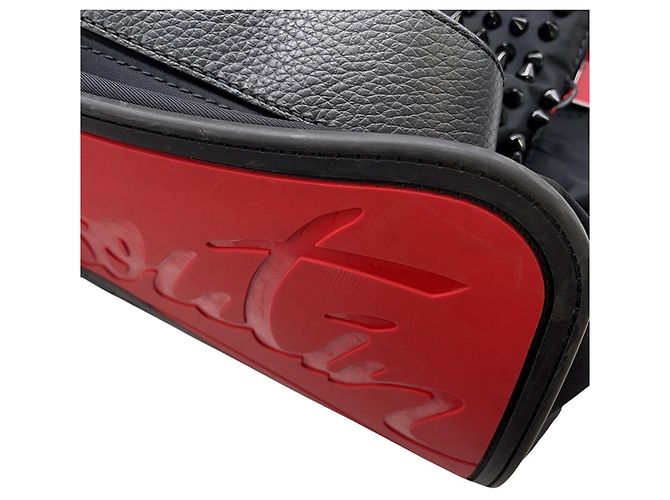 Zaino in nylon con borchie Christian Louboutin Nero Rosso - vista 6