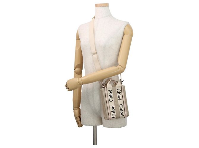 Borsa a mano Chloé Woody North South Mini Tote Rosa Beige - vista 5