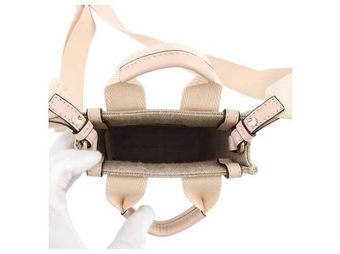 Borsa a mano Chloé Woody North South Mini Tote Rosa Beige - vista 6