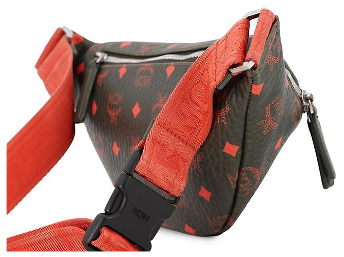 Borsa a tracolla MCM MUZ9AFI38G8001 Visetos Arancione Cachi - vista 3
