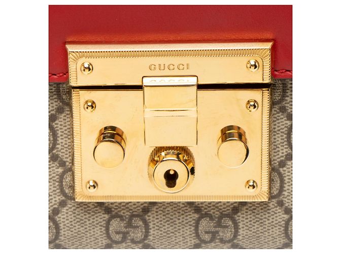 Borsa a tracolla media Gucci GG Supreme Padlock Marrone Beige - vista 8
