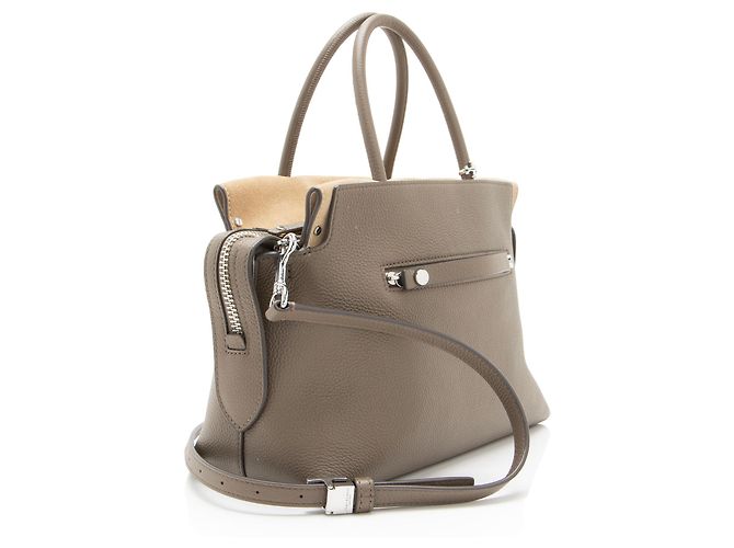 Tory Burch Mercer Satchel aus genarbtem Leder Grau - Ansicht 2