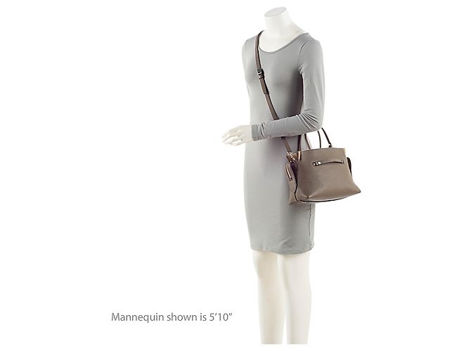Tory Burch Mercer Satchel aus genarbtem Leder Grau - Ansicht 5