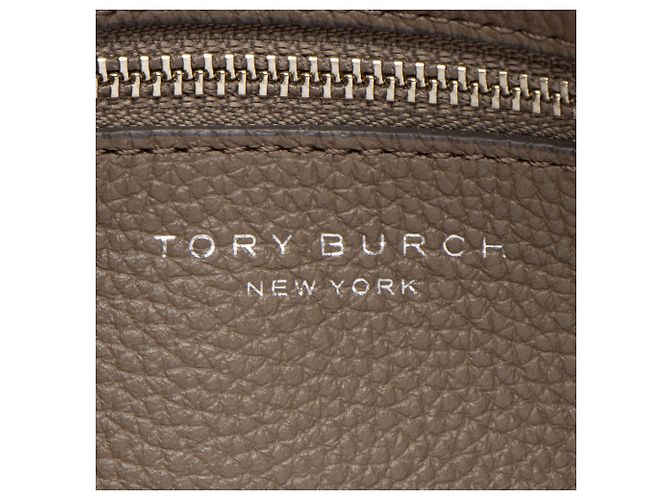 Tory Burch Mercer Satchel aus genarbtem Leder Grau - Ansicht 7