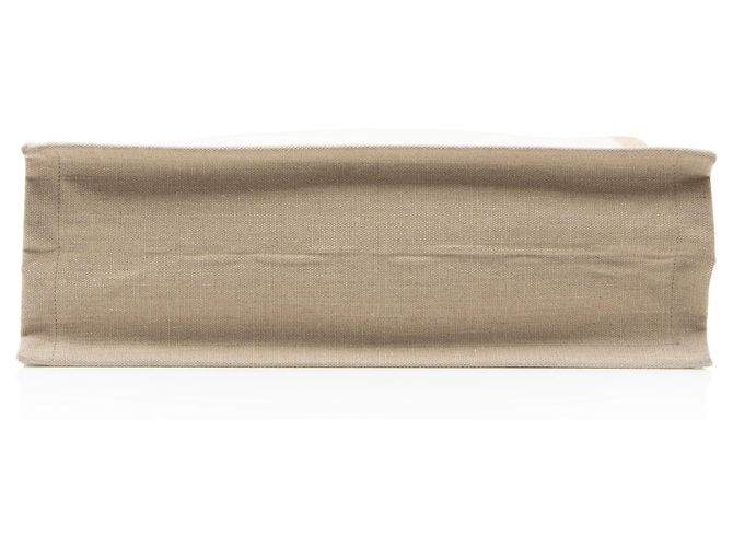 Autre Marque Saint Laurent Tote Large Rive Gauche in Tela e Pelle di Vitello Marrone Beige - vista 4
