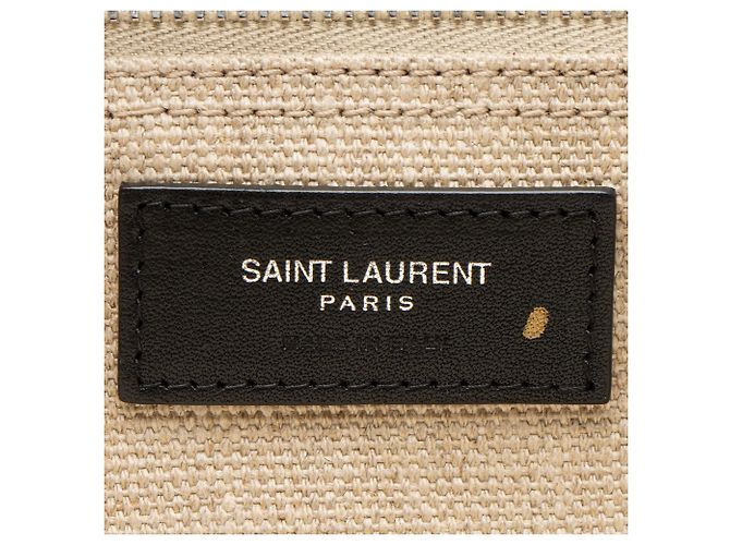 Autre Marque Saint Laurent Tote Large Rive Gauche in Tela e Pelle di Vitello Marrone Beige - vista 8