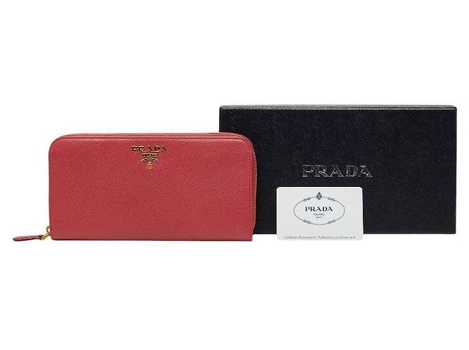 Cartera larga con cremallera redondeada Prada Saffiano Rosa - vista 10