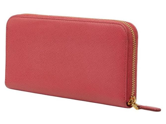 Cartera larga con cremallera redondeada Prada Saffiano Rosa - vista 2
