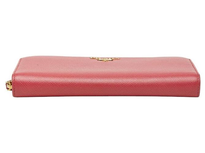 Cartera larga con cremallera redondeada Prada Saffiano Rosa - vista 3