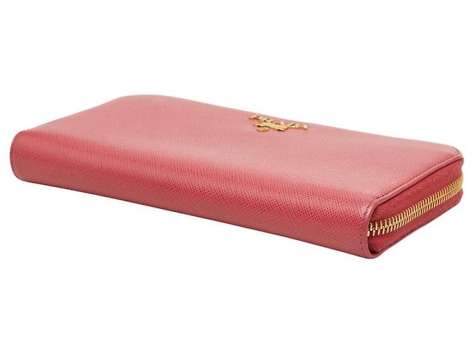 Cartera larga con cremallera redondeada Prada Saffiano Rosa - vista 4