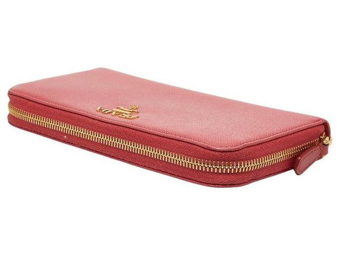 Cartera larga con cremallera redondeada Prada Saffiano Rosa - vista 5