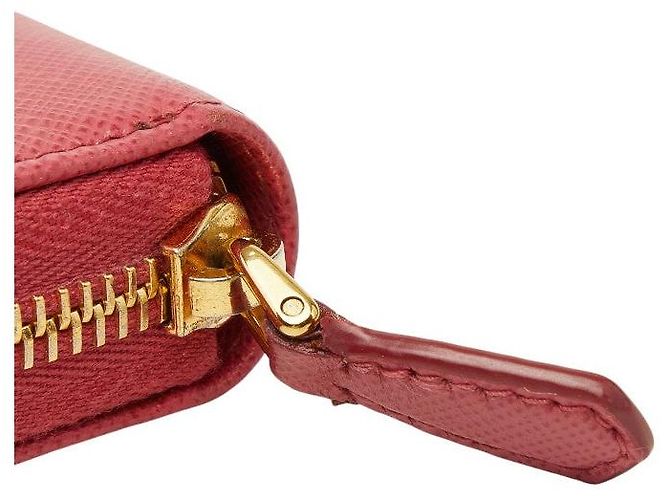 Cartera larga con cremallera redondeada Prada Saffiano Rosa - vista 6