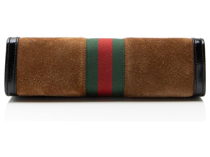 Bolsa de Ombro Média com Corrente Gucci Ophidia em Camurça Preto - vista 4