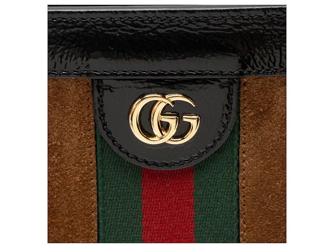 Bolsa de Ombro Média com Corrente Gucci Ophidia em Camurça Preto - vista 9
