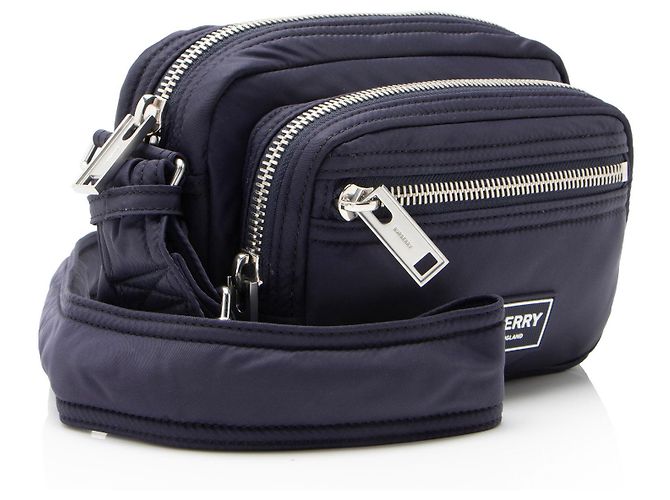 Bolsa Messenger Burberry em nylon com logo e zíper Azul - vista 2