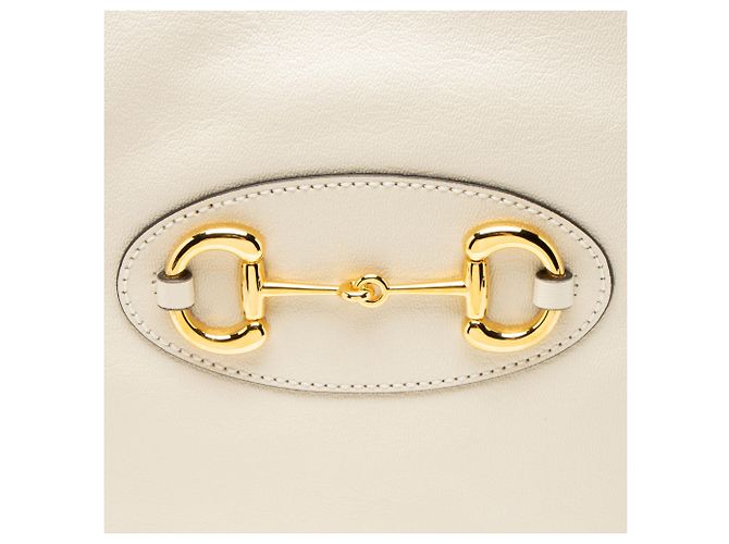 Sac Tote Large Gucci en cuir Horsebit 1955 avec chaîne Blanc - vue 10