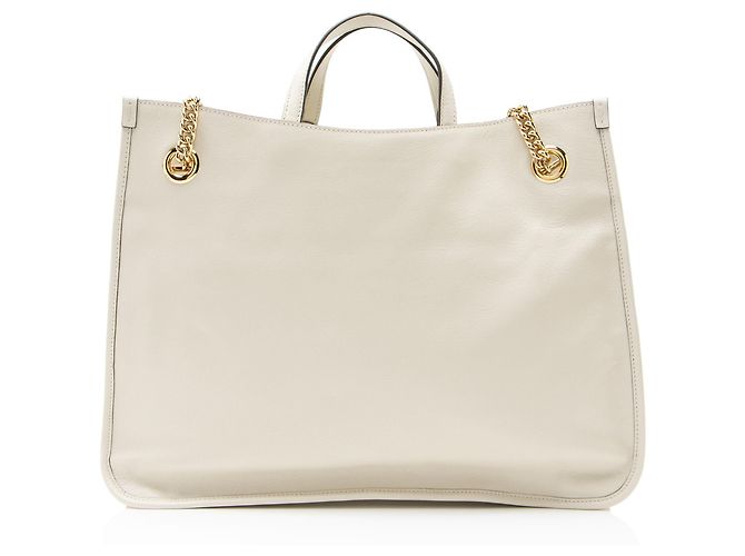 Sac Tote Large Gucci en cuir Horsebit 1955 avec chaîne Blanc - vue 3