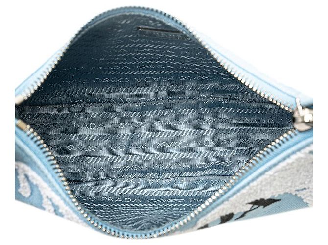 Prada Re-Edition 2000 Embroidered Mini Chain Bag Blue - view 4