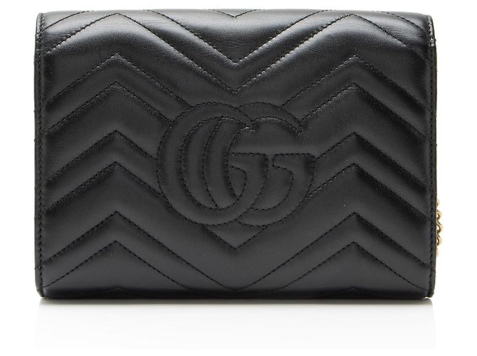 Gucci GG Marmont Wallet on Chain aus gestepptem Leder Schwarz - Ansicht 3