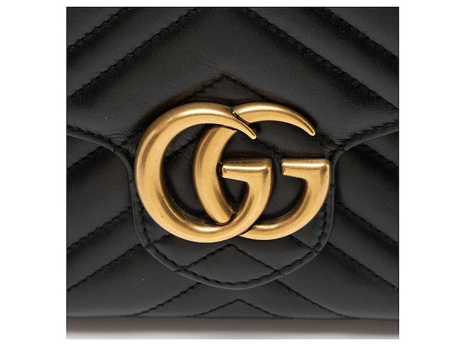Gucci GG Marmont Wallet on Chain aus gestepptem Leder Schwarz - Ansicht 9