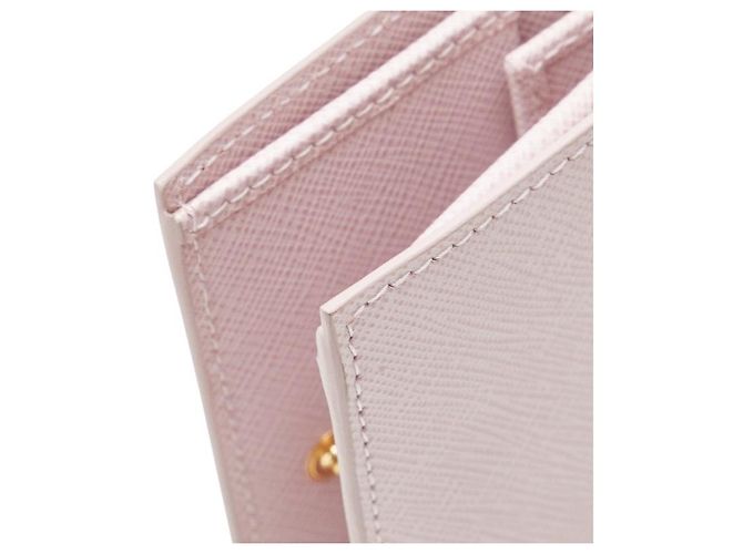 Portafoglio bi-fold Prada logo embossed Rosa - vista 7