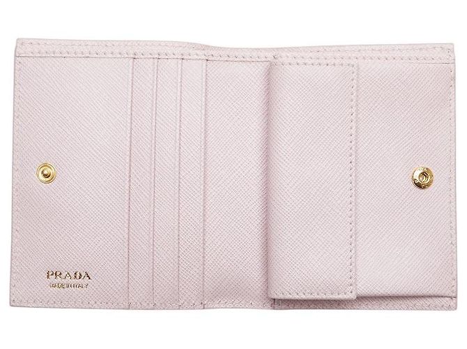 Portafoglio bi-fold Prada logo embossed Rosa - vista 8