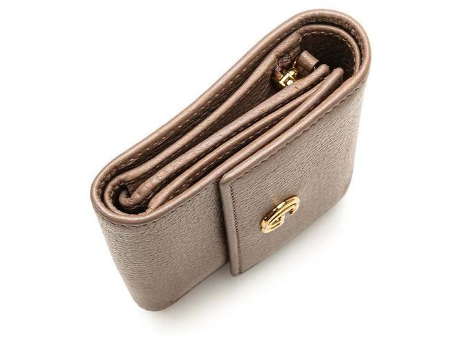 Cartera Gucci GG Marmont Tri-fold Castaño Beige - vista 4